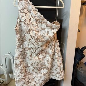 Elliatt Blush Nude Mini Dress with White Floral Appliqué